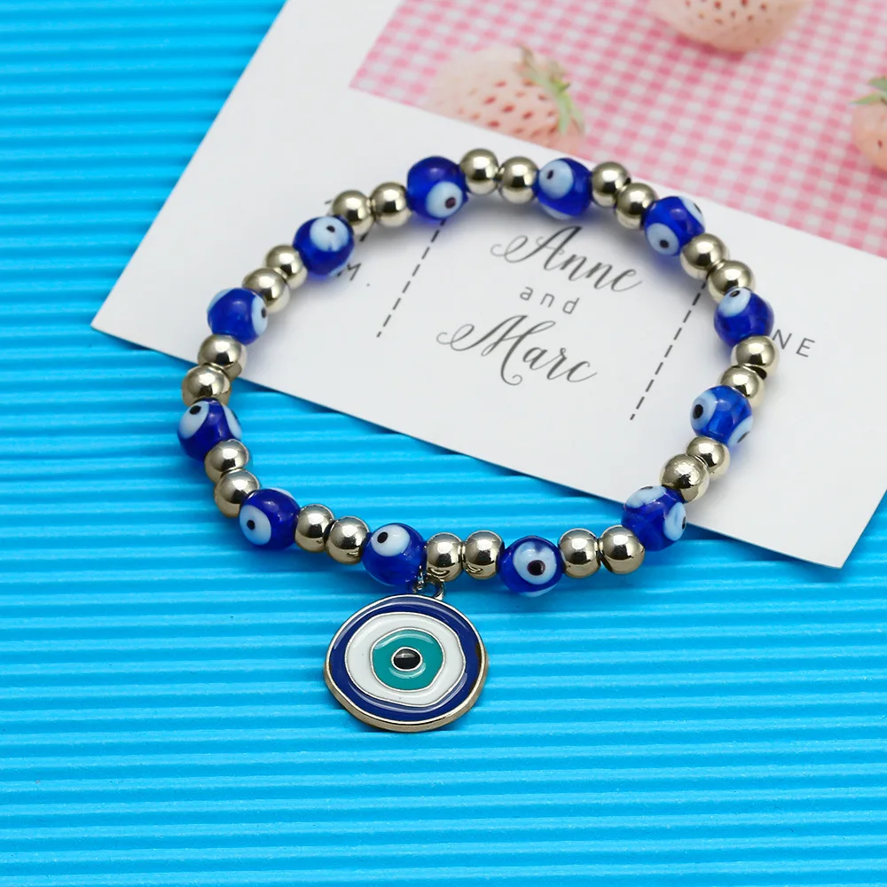 ZUOWEN 2022 New Products Turkey Evil Eye Bracelet Hand Braided Strap Stretch Blue Color Beaded Bracelet