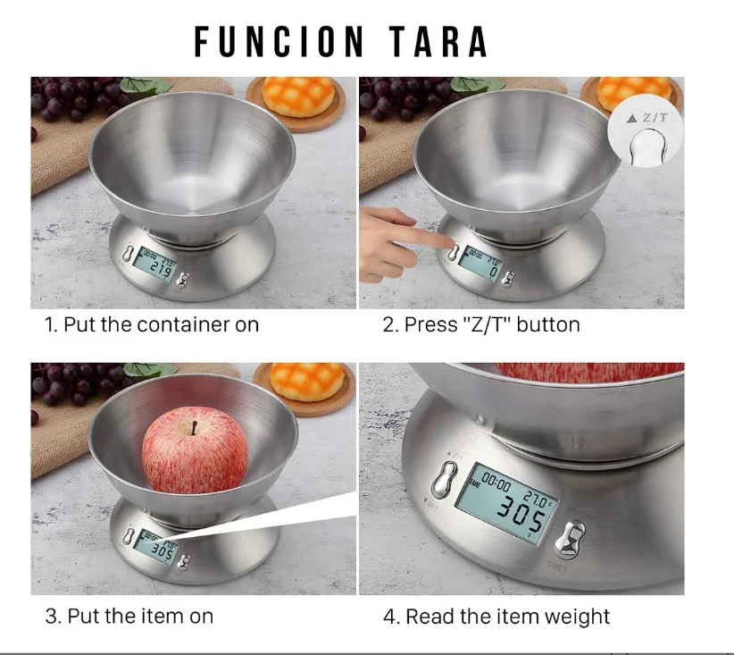 
Digital Kitchen Food Scales Stainless Steel Weighing Cooking Scales with Detachable Bowl 11lb/5kg LCD Display with Tare Function 