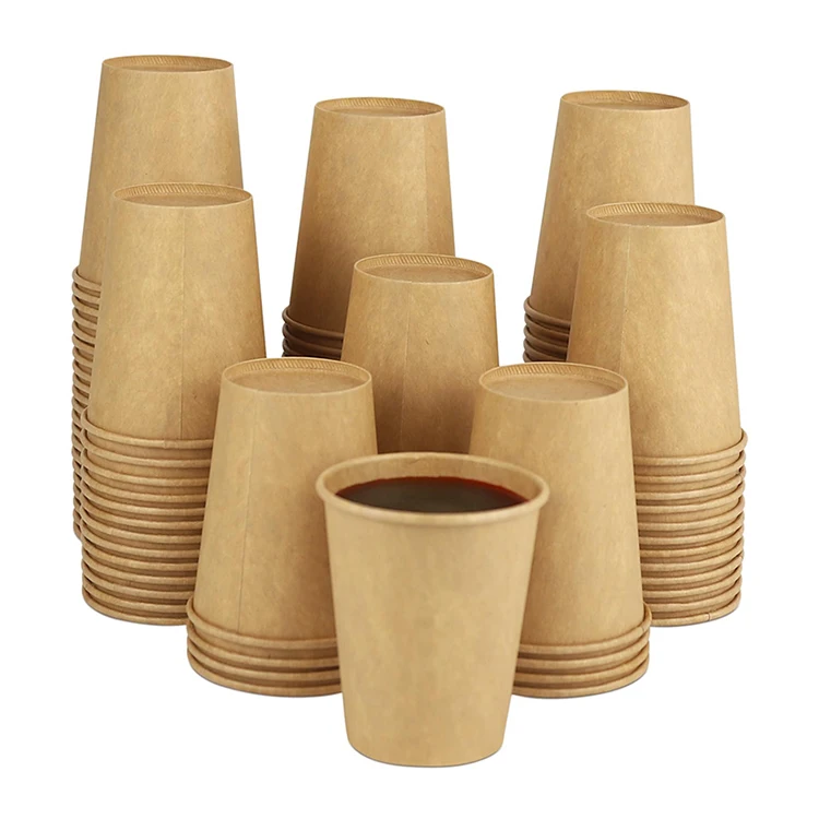 Wholesale Eco Friendly Custom Logo 4 Oz 8oz 12oz Disposable Single Wall Stamping Paper Coffee Cup With Lid