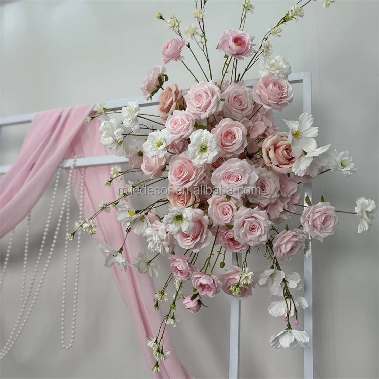 Event Decoration Hot Pink Runner Flower Boho Wedding Artificial Flowers Arch Panels