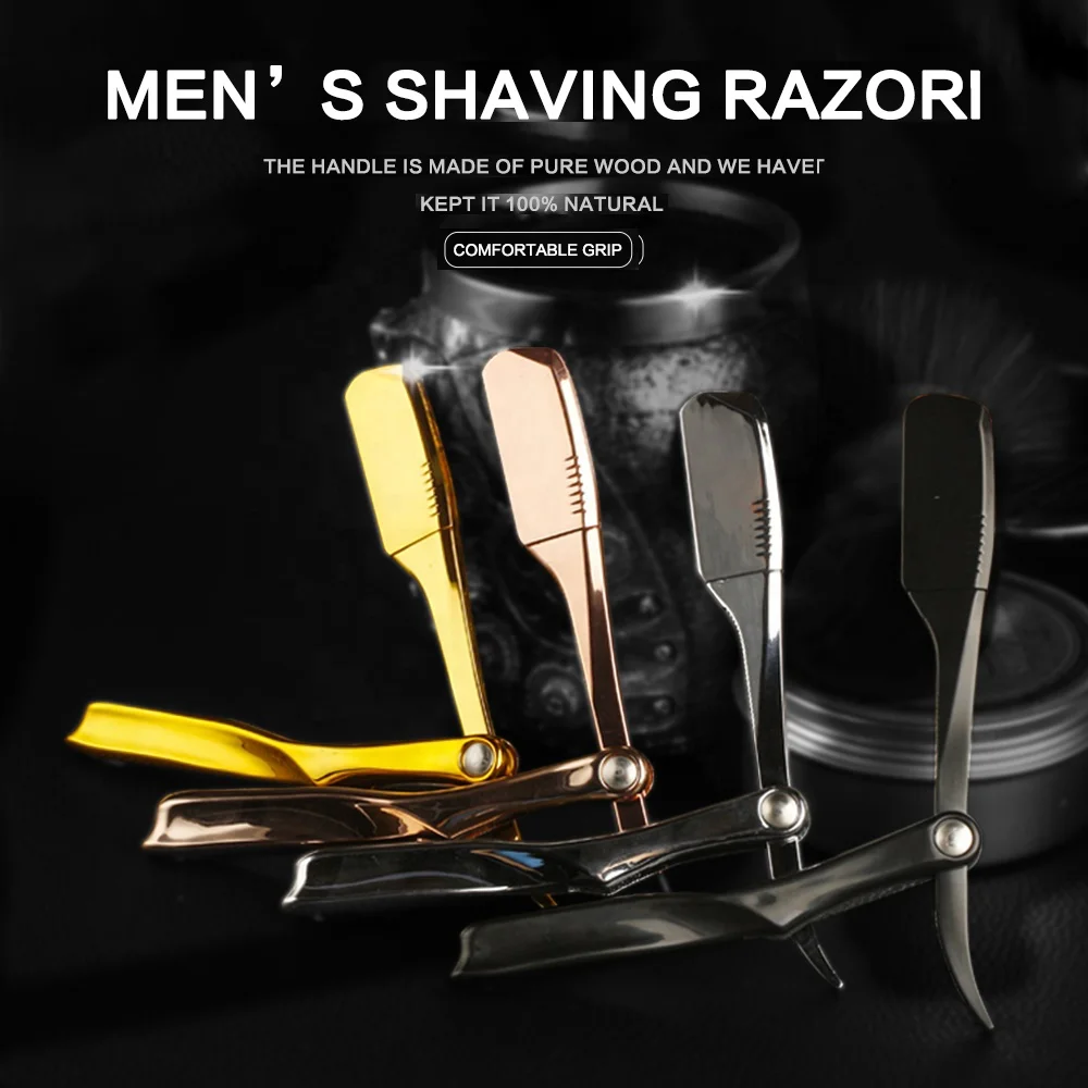 Beard Folding Barber Shaver Knife Tool Professional Barber Straight Edge Shaving Razor