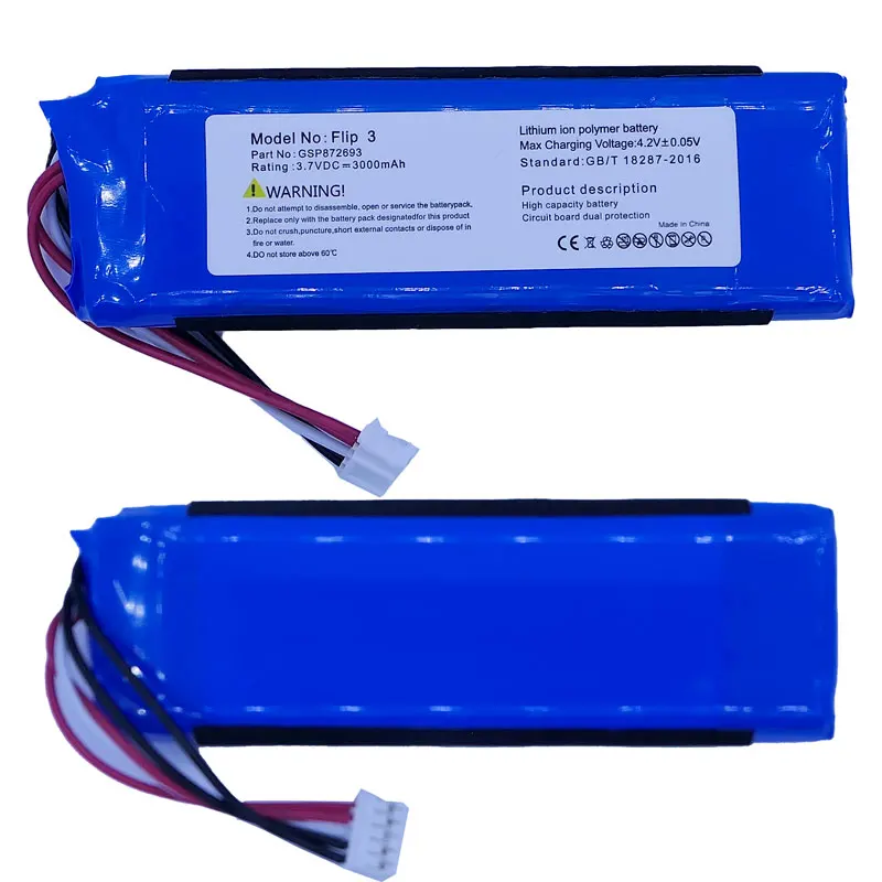 Flip3 Batarya Wholesale for JBL Flip 3 Bluetooth Speaker 3.7v 3000mAh Lithium Battiries P763098 03 GSP872693 Batera