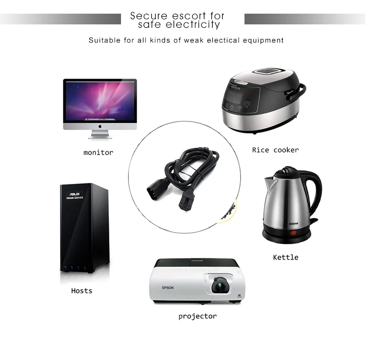 Power cable assembly C14 c15 connector IEC C14 plug-in socket IEC c15 power extension cord