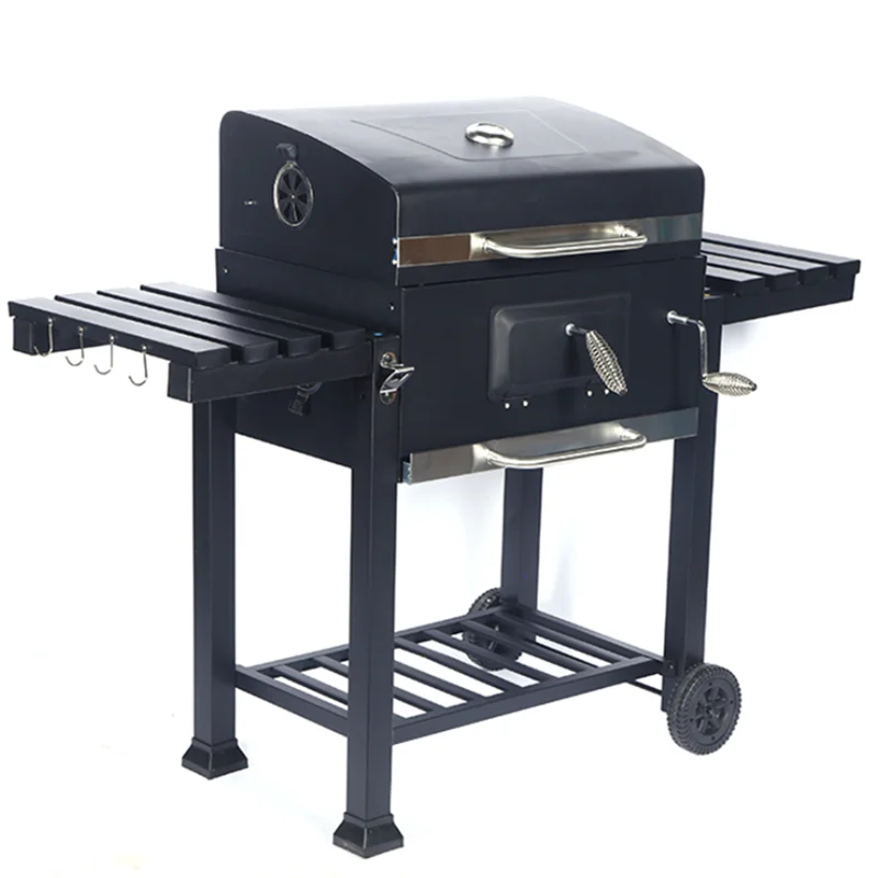 big rectangular trolley outdoor bbq stove heavy duty charcoal bbq grill five layers to adjust height outdoor grills