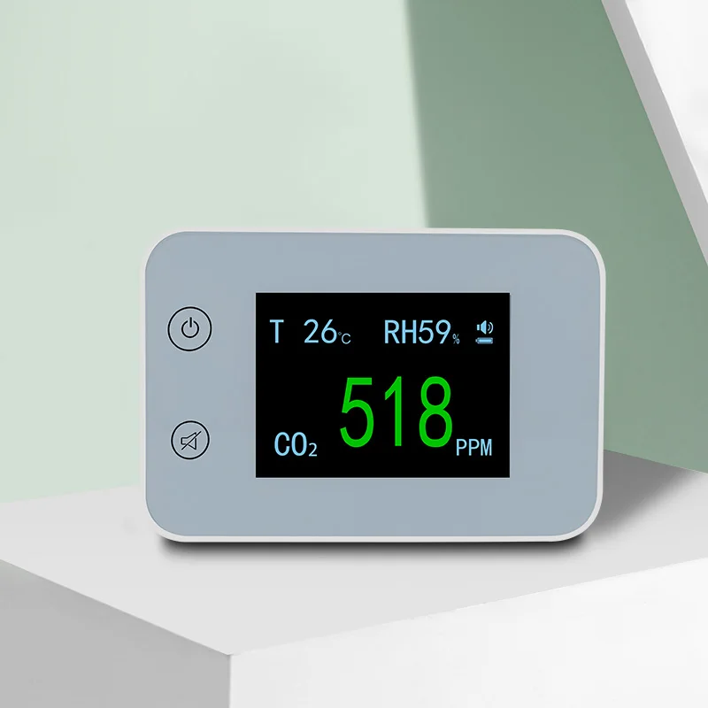 Portable Multi Gas Detector Co2 Gas Flow Meter Round Alarm Air Quality Carbon Dioxide Monitors