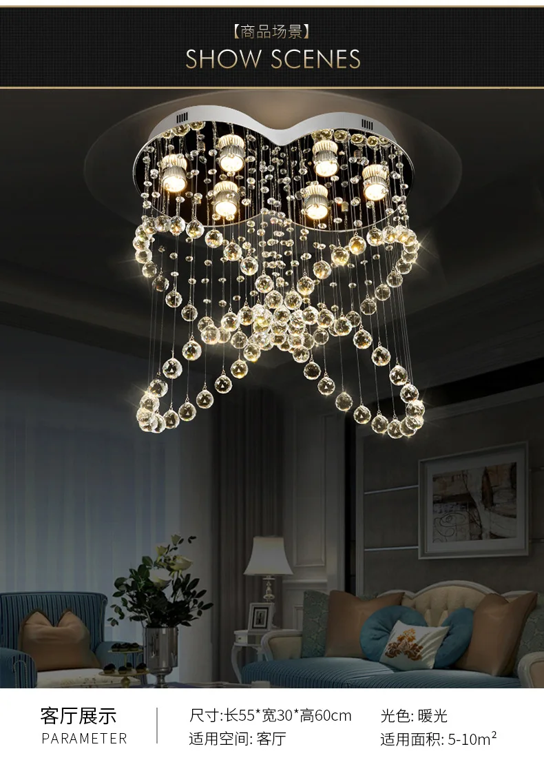 Wholesale modern room round ceiling lamp with crystal ceiling lights
