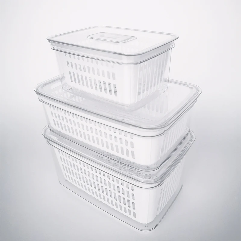 
SA-3483 Kitchen Refrigerator Fruits Vegetables Fresh Keeping Seal Drain Storage Box 