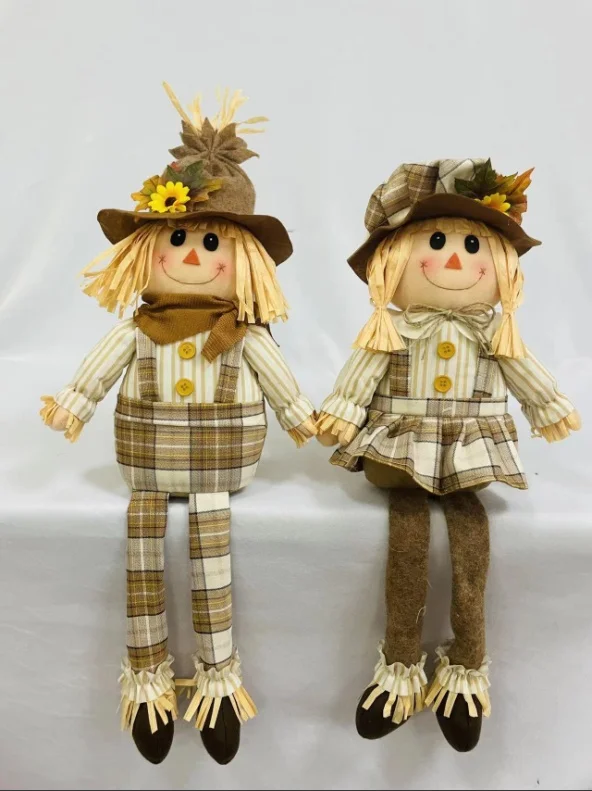 Top Sale Wholesale 50cm Harvest Festival Scarecrow Doll Unique Home Decoration and Gift Made from Cloth