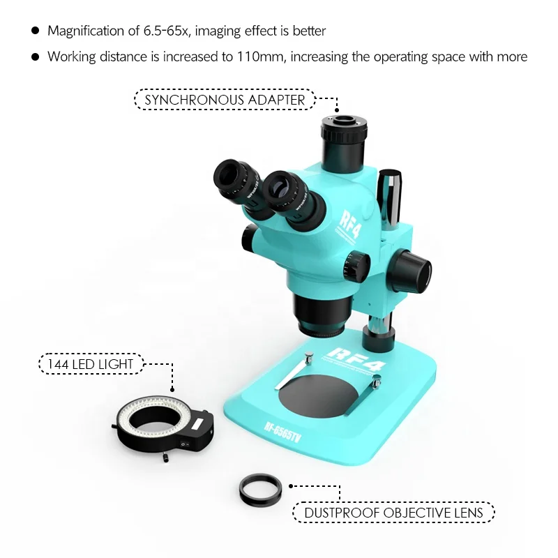 newest RF4 srereo trinocular microscope  RF6565TV-YS010W with 10-INCH HD wifi camera display monitor