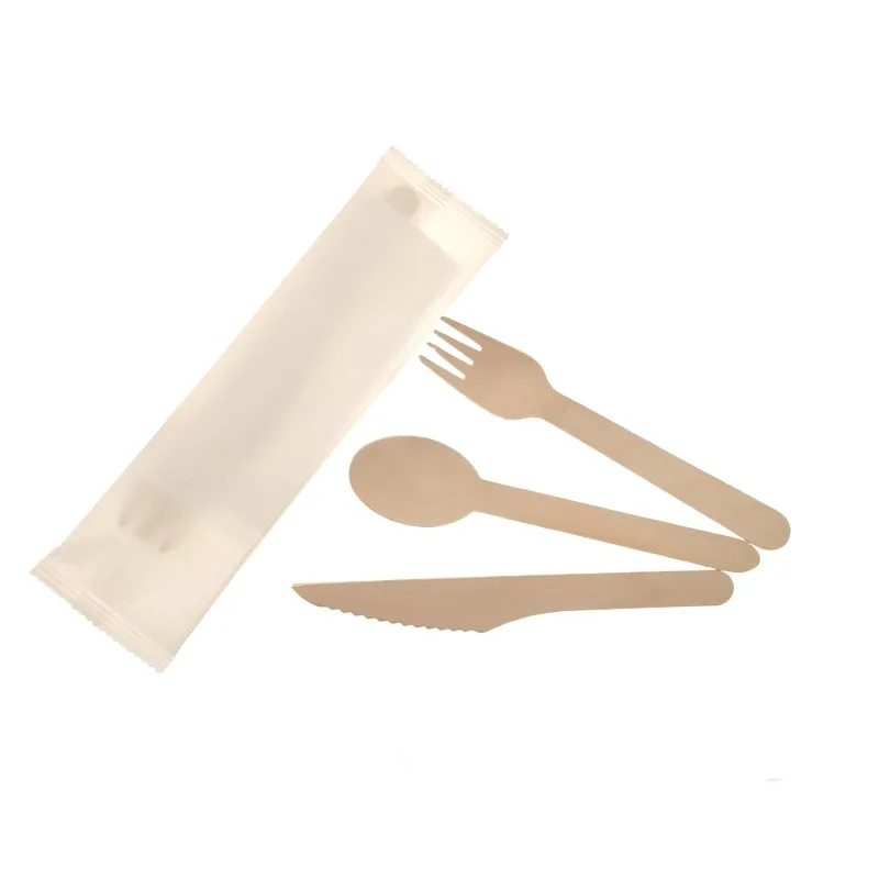 hot selling wholesale factory price 16cm wooden disposable fork spoon and knife set