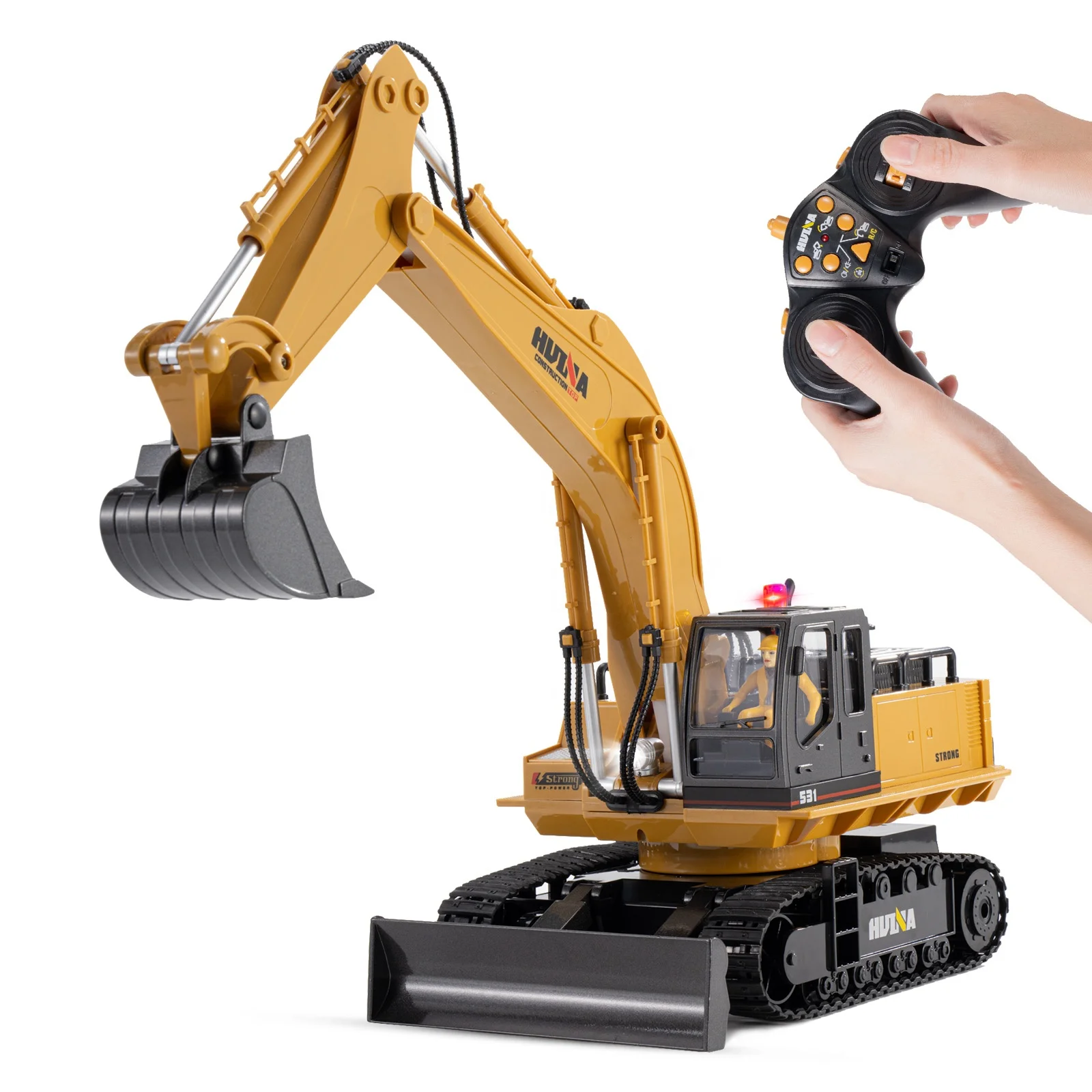 HUINA 1531 1/16 2.4G Radio Control Car Excavator Toys 2.4G Semi-alloy Crawler Digger Engineering Truck Alloy Bulldozer Metal