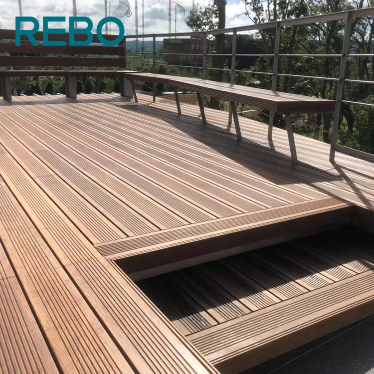 
Garden tiles outdoor grooved terrace bamboo decking floor 