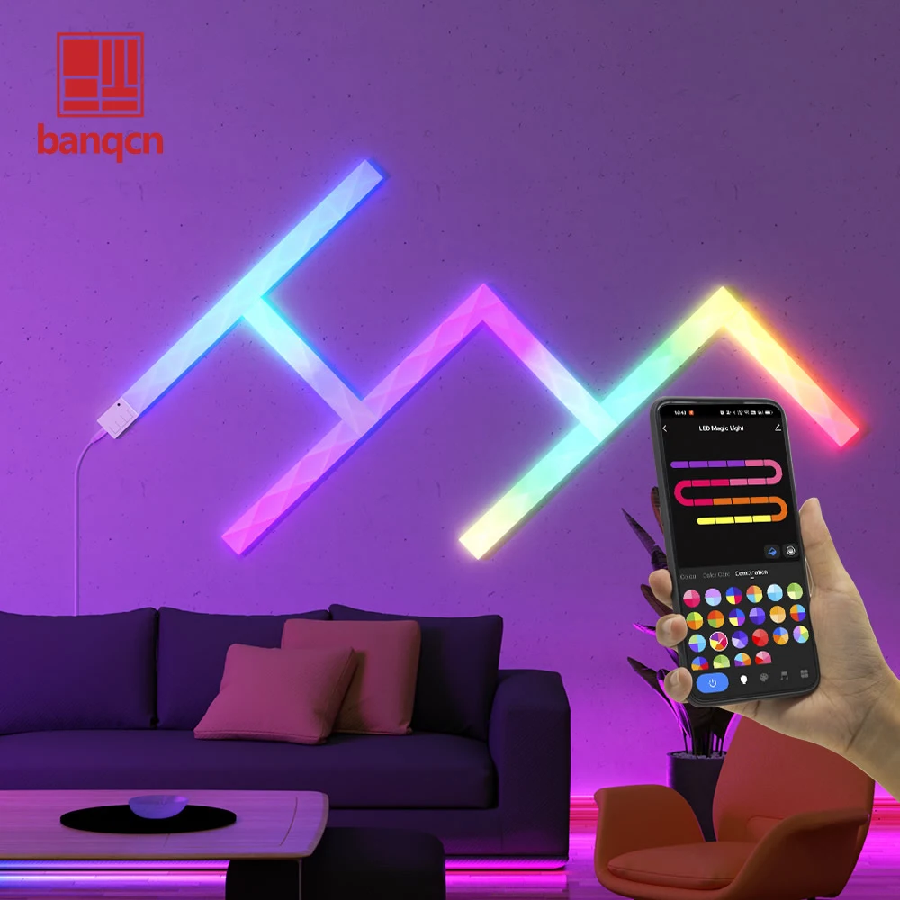 DIY Wall RGB Smart Splicing Glide Lighting Music Sync Bar Home Decor LED Light for Gaming Streaming Smart Home Lights