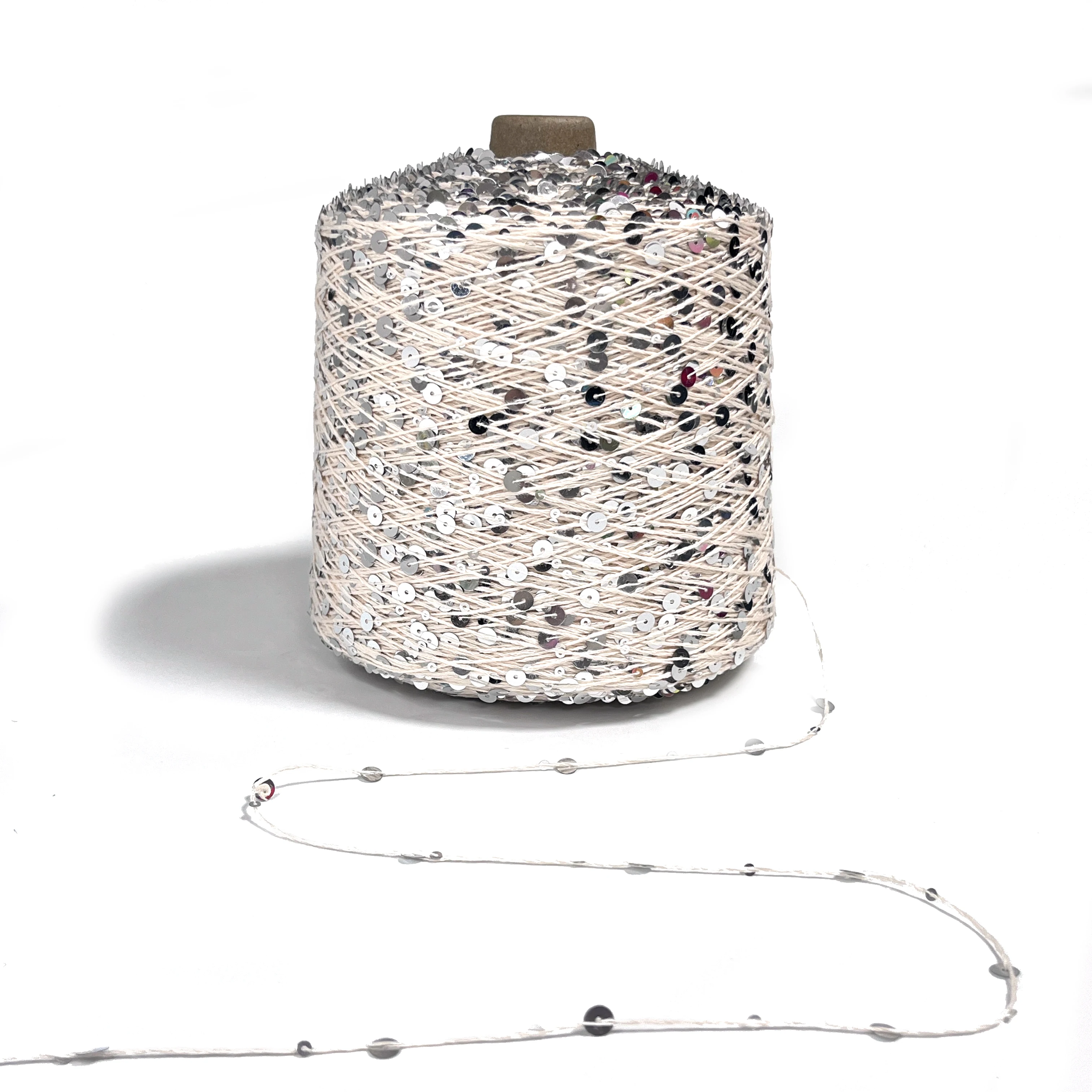 3+6mm Sequin Yarn GRS High quality fancy yarn,maize-yellow yarn with sequin for Flat machine and Hand knitting etc.