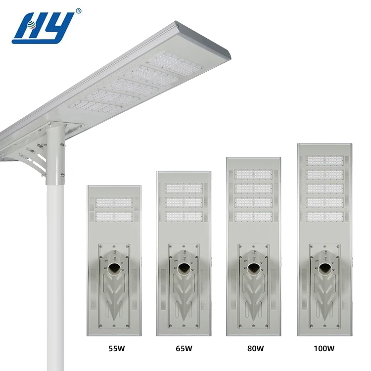 Hot Sales Intelligent Remote Control Ip66 Waterproof Panel Streetlight All In One 60w 80w 100w 120w LED Solar Street Light