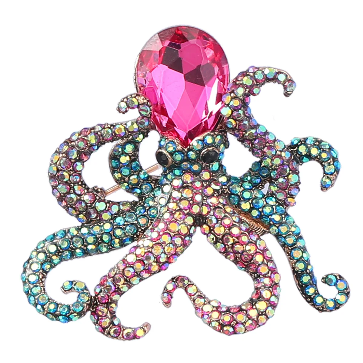 Alloy diamond set funny octopus brooch girl fashion brooch
