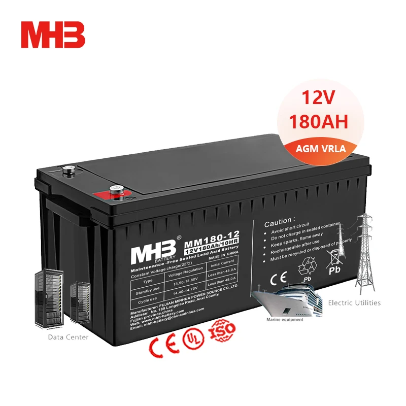 Mhb MM180-12 свинцово-кислотный аккумулятор 12 В 180ah для хранения солнечных батарей VRLA электростанции