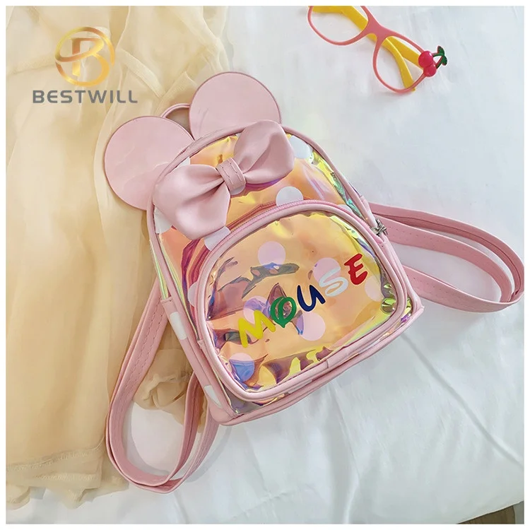 BESTWILL Factatory mochila transparente  bolsa de escuela de dibujos animados  colorida bolsa de escuela de infante con laser