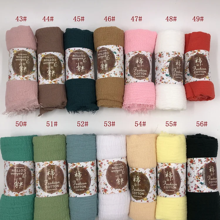 High Quality Jersey Plain Crinkle Hijab Woman Muslim Scarf Women Hijab Wholesale