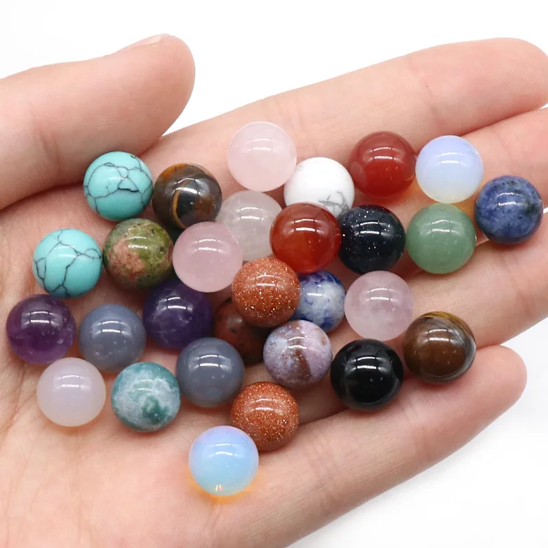 High Quality 8/10/12 mm Mini Sphere Undrilled Natural Healing Stone Beads Rose Quartz  Nonporous Beads for Jewellery Making