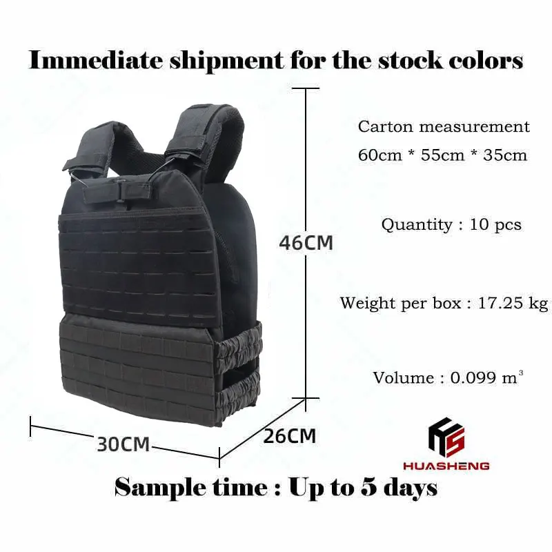 Huasheng Oxford Fitness Plate Carrier Gym Weighted Vest Tactical Cross fit Weight Vest