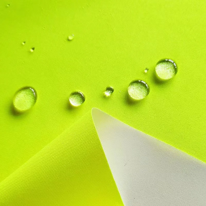 300d Elastic Oxford Cloth Fluorescent Yellow Orange Waterproof Breathable White Fabric For Raincoat Jacket Rescue Suit