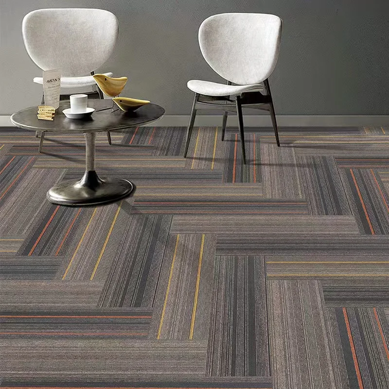 High Quality 50*50cm modern pattern Bitumen/PVC Backing Soundproof Washable Square Office Room Commercial Carpet Tiles