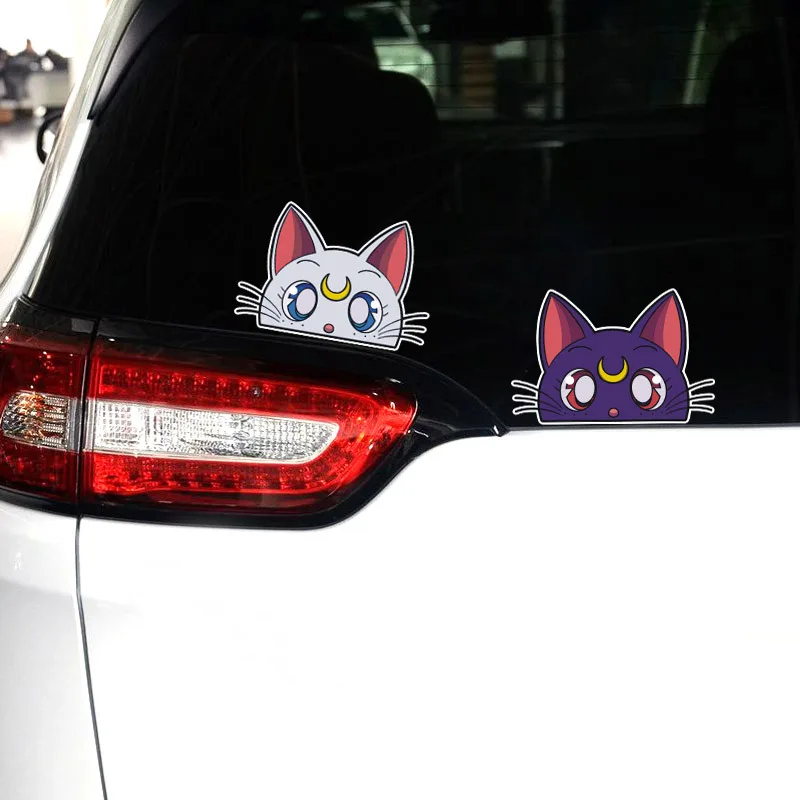 6 design Anime Girls Reflective Car Peeker Stickers for car Rear view window and door windshield Decoration