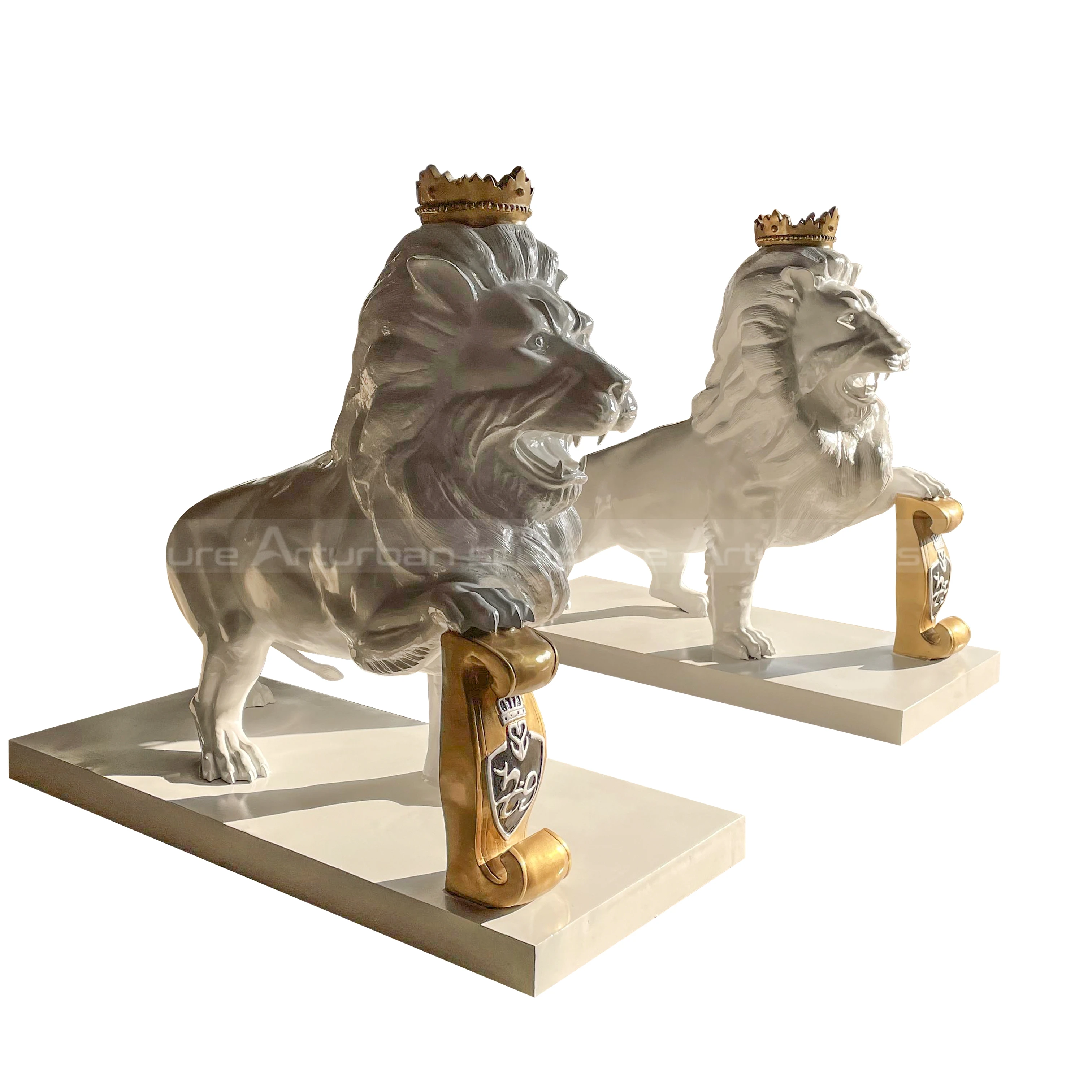 Садовая бронзовая скульптура в натуральную величину, пара Бронзовых Статуй льва