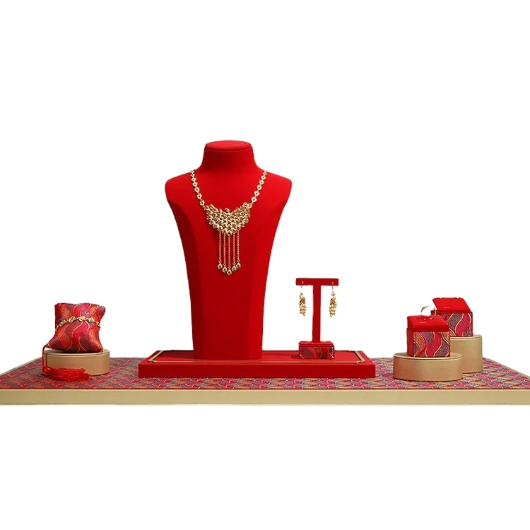 Custom Wholesale  Mannequin Displays for Jewelry And Rings Red set
