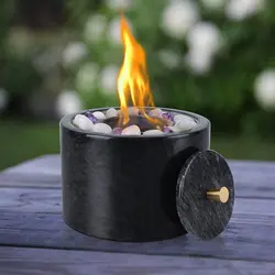 Tabletop Fireplace with Glass Stone Tabletop Fire Pit Bowl Indoor Outdoor with Marble Portable