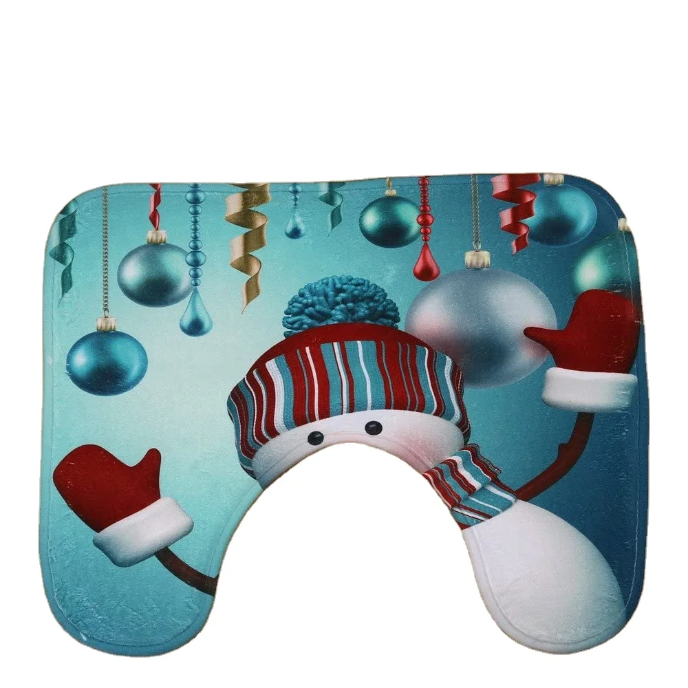 
3Pcs/Set Christmas Toilet Seat Covers Set Snowman Reindeer Letter Bathroom Non-Slip Print Toilet Seat Cover Sticker Decoration 