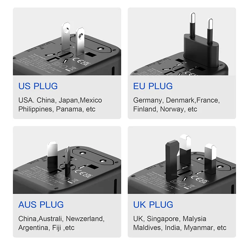 GaN PD20W 2U+2C AU US UK EU converter Plug All in One Universal International Plug Adapter World Travel AC Power Charger Adaptor