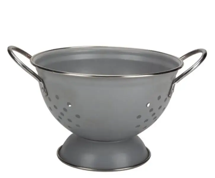 Enamel Steel Colander & Vegetable Strainer, 5 Quart, White