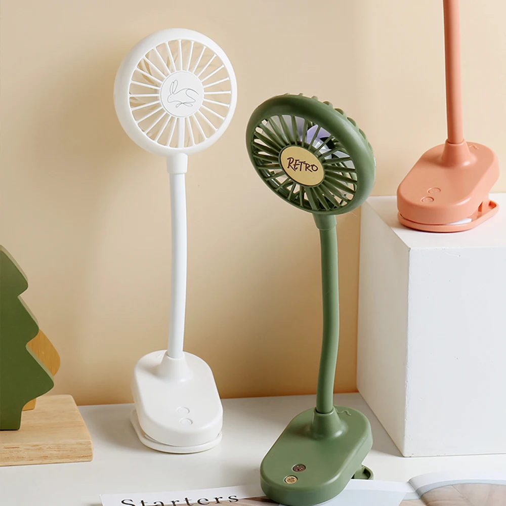 USB rechargeable battery  handheld mini led usb desk desktop table with  led light clip fan