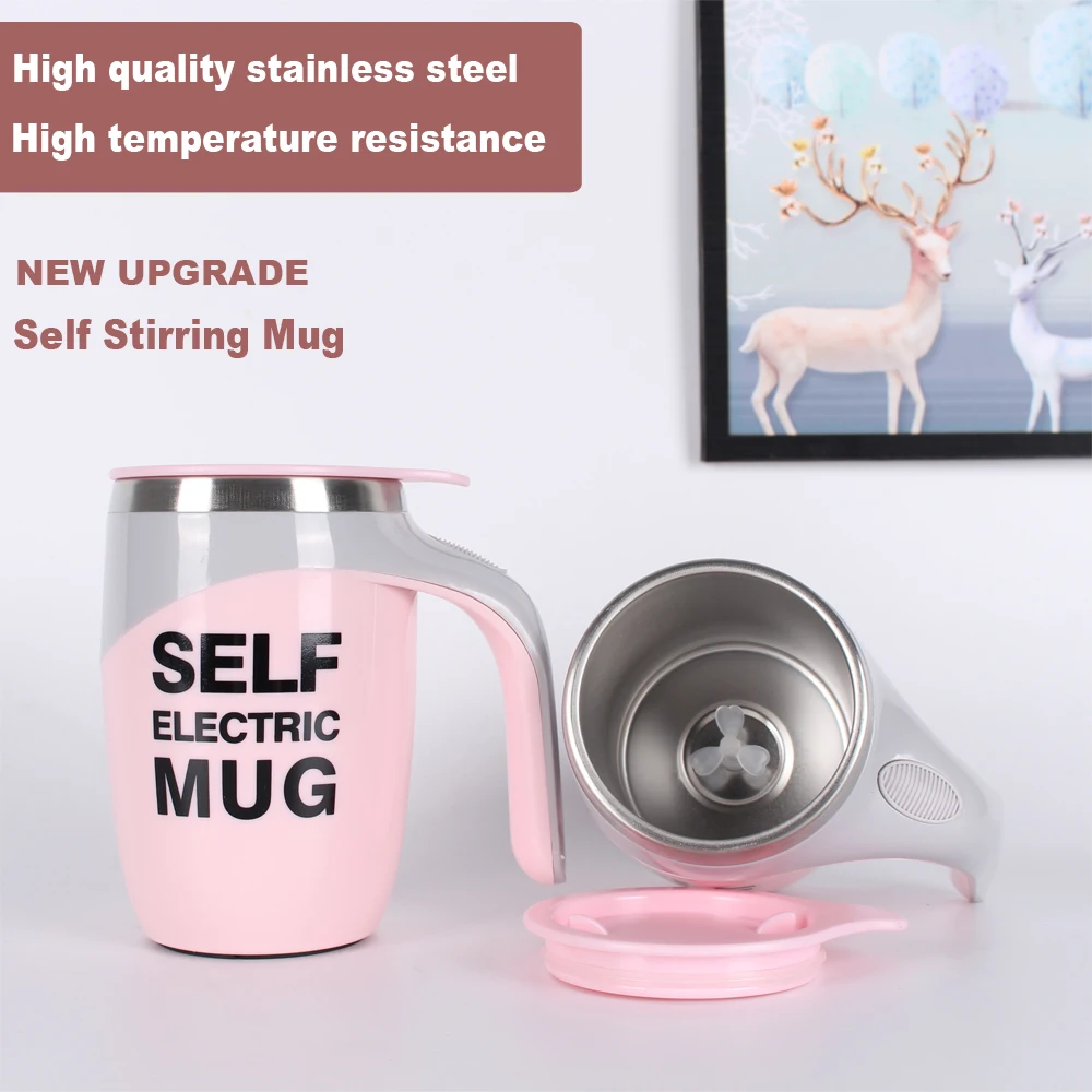 Wholesale OEM stainless steel bateri electric mixing coffee cup automatic magnetic self auto stirring mug