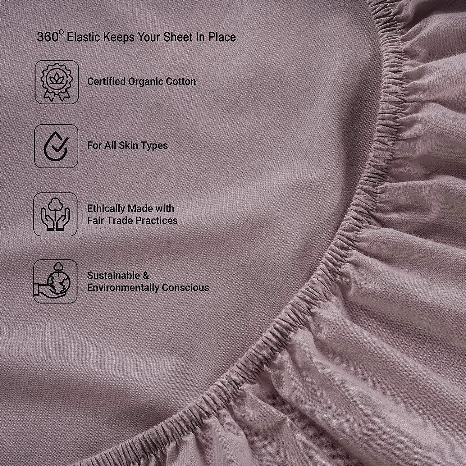 100% Organic Cotton Fitted Sheet Queen Size Only 3-Piece Set 1 Fitted Sheet and 2 Pillowcases From Nan Tong