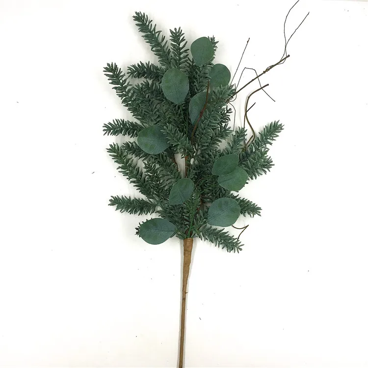 China Wholesale Plastic Leave Artificial Plant Pine Christmas Leaf Branch