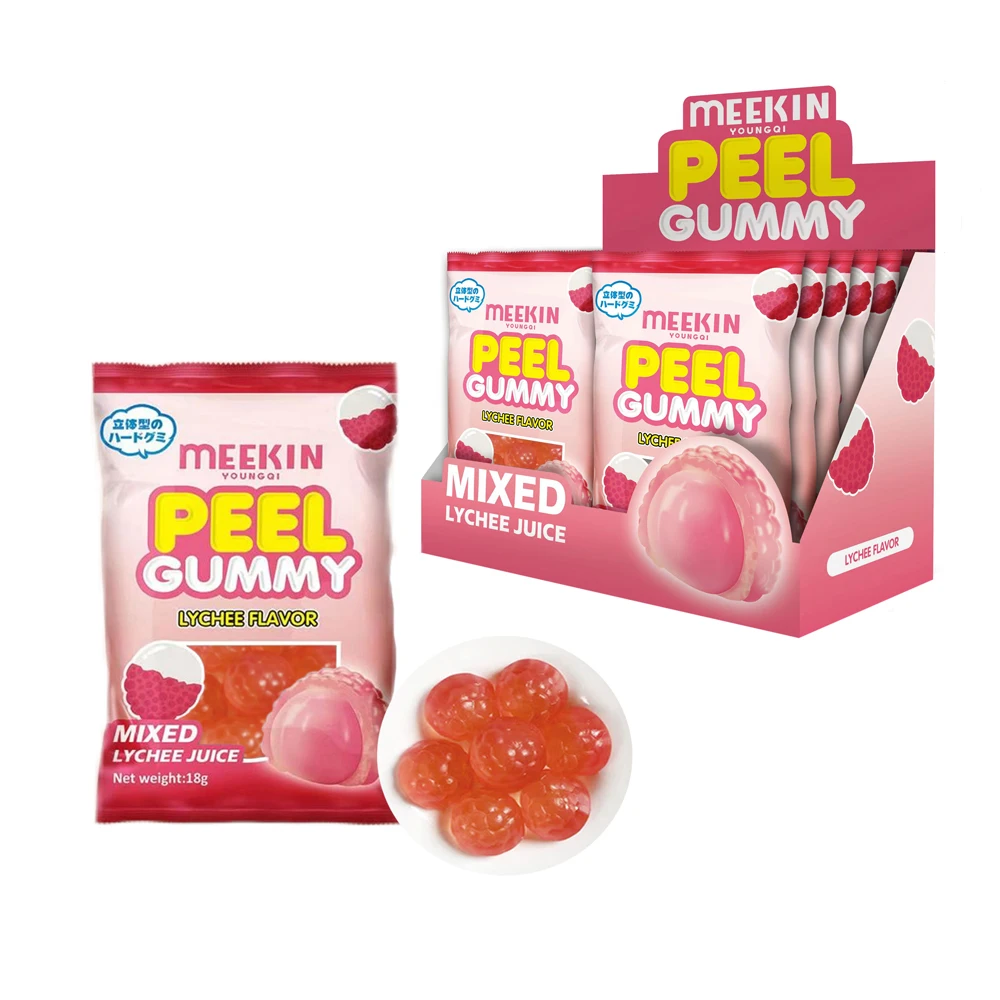 Lychee flavor soft candy wholesale candy manufacture  fruits  gummi candi with filling chewing candy