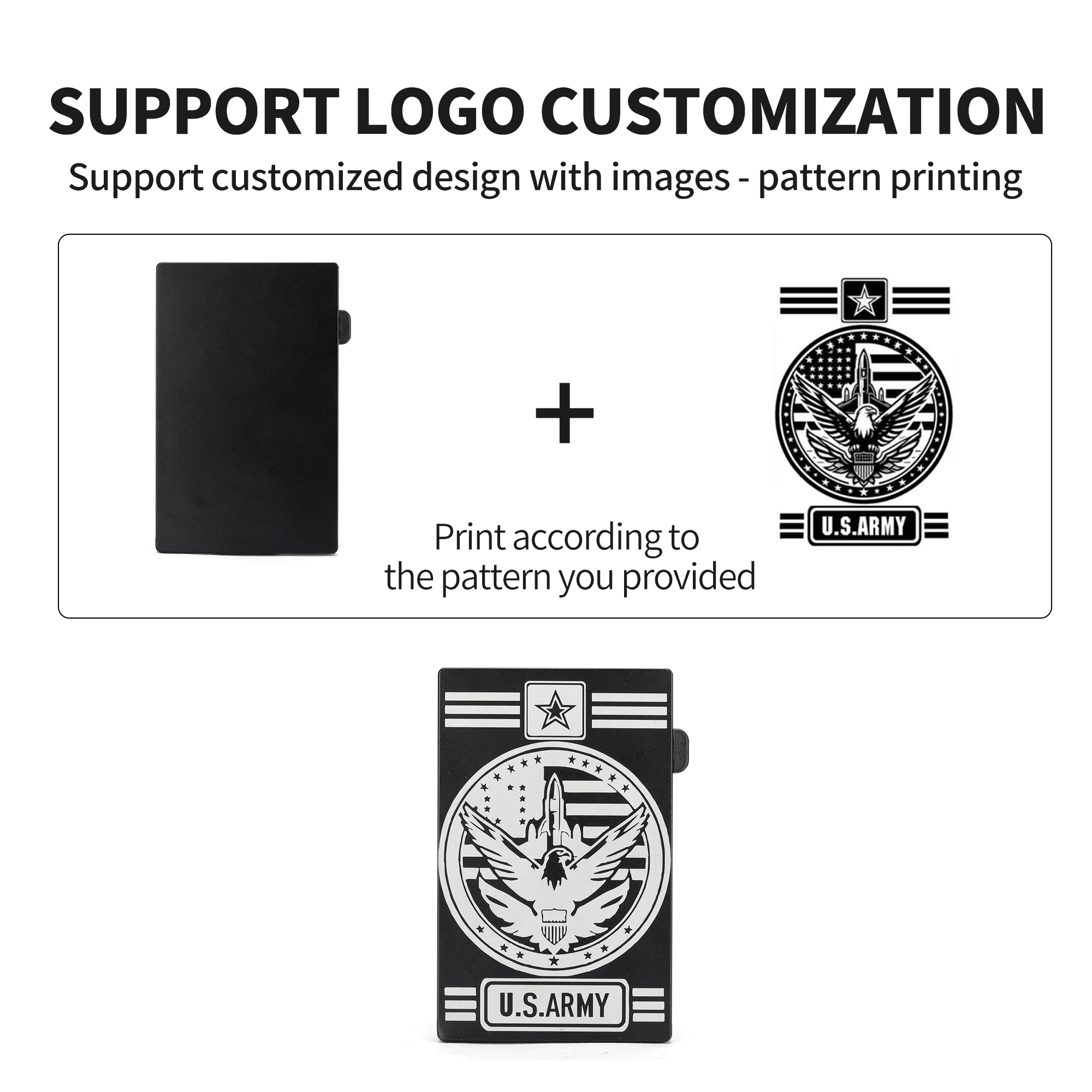 Pattern Custom Leather Pop Up Credit Crad Holder Wallet RFID Blocking Aluminum Card Case With Metal Money Clip