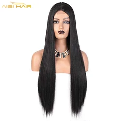 Aisi Blond Ombre Brown Black Hot Sale Cheap Hand Tied For Women Blend Wig High Quality Swiss Lace Front Synthetic Hair Wigs