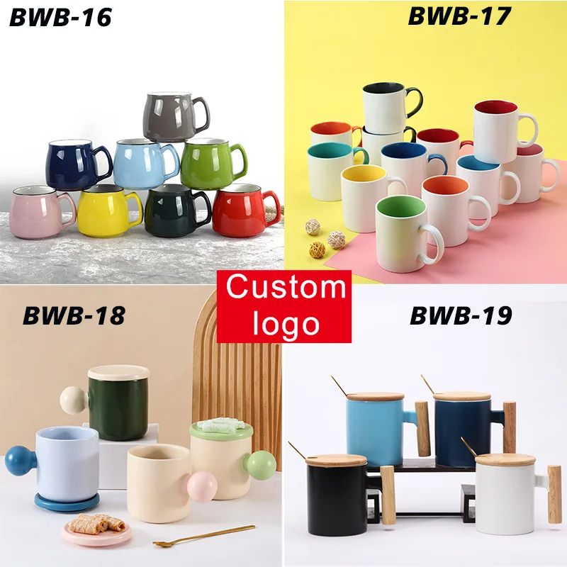 Custom logo gift cup New 2024 ceramic Mark plastic straw stainless steel cup a variety of promotional cups