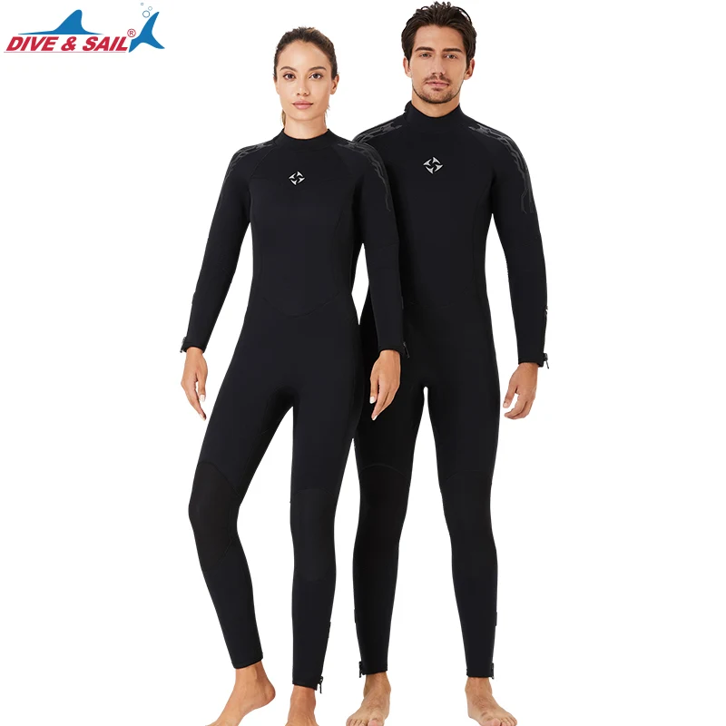 DIVE&SAIL High Quality 5mm Neoprene Wetsuits Mens Full Body Diving Wet Suit Women Long Sleeve Keep Warm Snorkeling Scuba Wetsuit