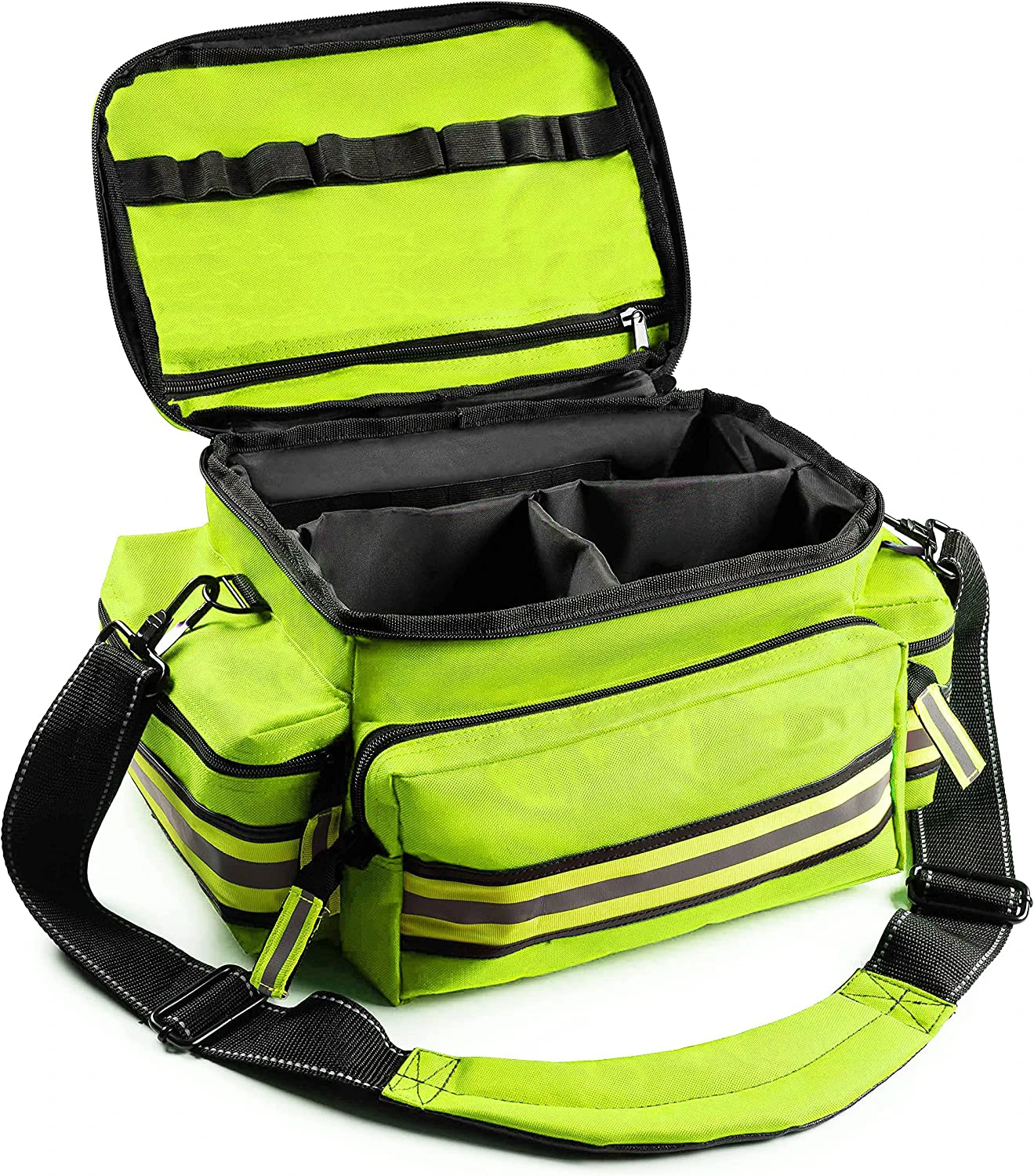 First Aid Bag Fully Stocked Professional Essentials Trauma Kit Reflective Bag 8 Zippered Pockets Compartment First Aid Supplies