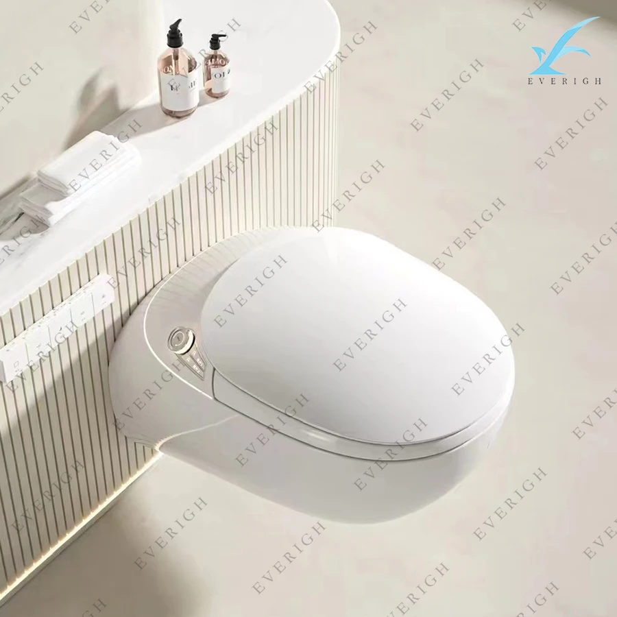 2024 High-end Egg Shape Automatic Sanitary Ware WC Water Closet Bathroom Intelligent Electric Ceramic Wall Hung Smart Toilet