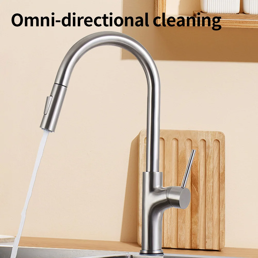 Traditional Kitchen Taps Single Lever 304 Stainless Steel Brushed 360 Swivel Bathroom And Kitchen Taps