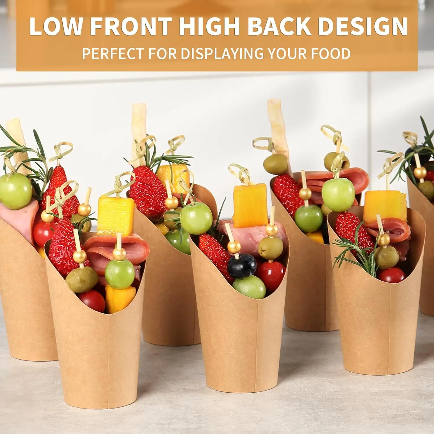 Custom Printed Logo Paper Popcorn Sandwich Ice Cream Holder Cup  Kraft Paper Container For Wedding Party Food Cones