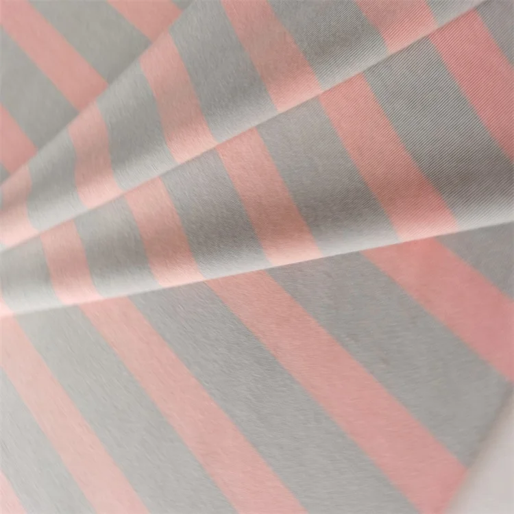2021 Толстая розовая и серая полосатая вискозная трикотажная ткань для одежды