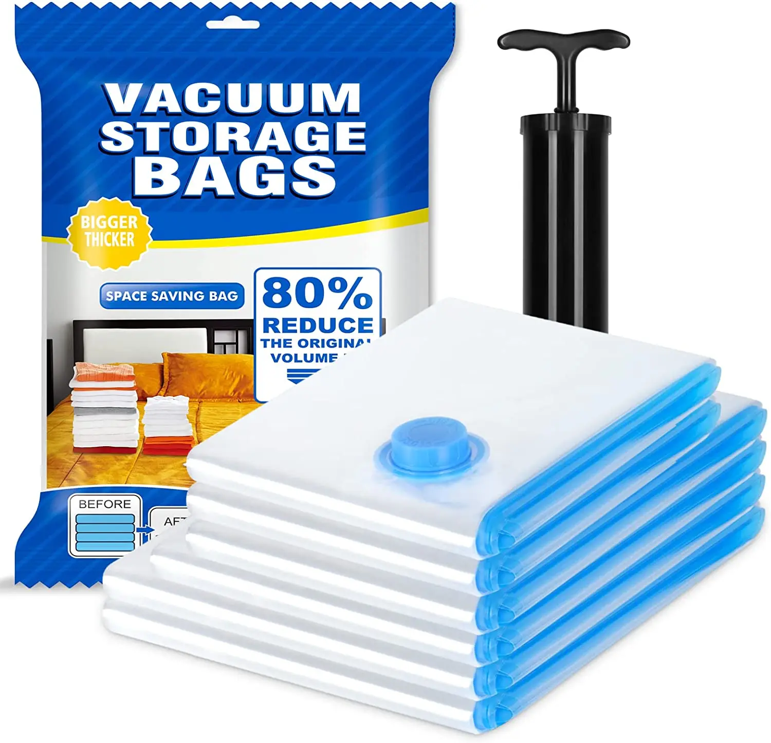 PA/PE space saver vacuum compression storage bags 6 pack jumbo vacuum storage bags for organizer clothes