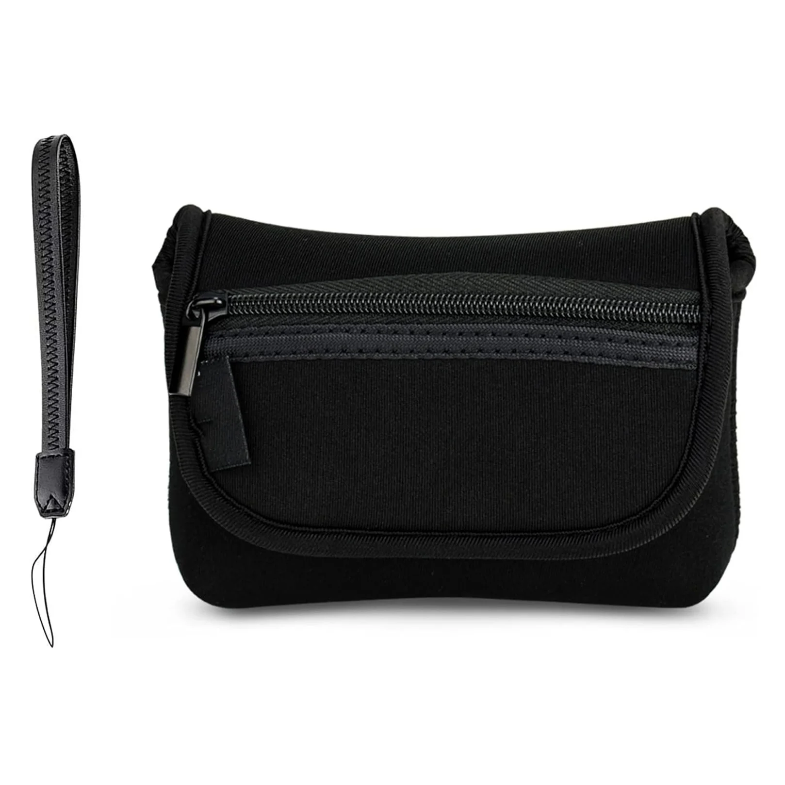 Neoprene Compact usb cable SD card cleaning cloth spare batteries integrated belt loop detachable Hand Strap Camera pouch bag